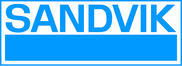 Blue and white logo with the text "SANDVIK" in capital letters.