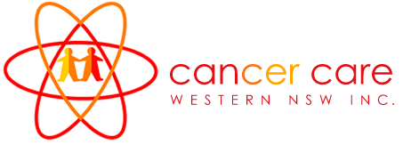 Logo of Cancer Care Western NSW Inc. featuring three stylized figures encircled by overlapping arcs, with the text "cancer care WESTERN NSW INC." to the right.