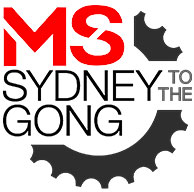 Logo for MS Sydney to the Gong, featuring a red "MS" and bike gear cog graphics.