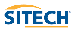 SITECH logo with blue text and an orange arc above the letters.