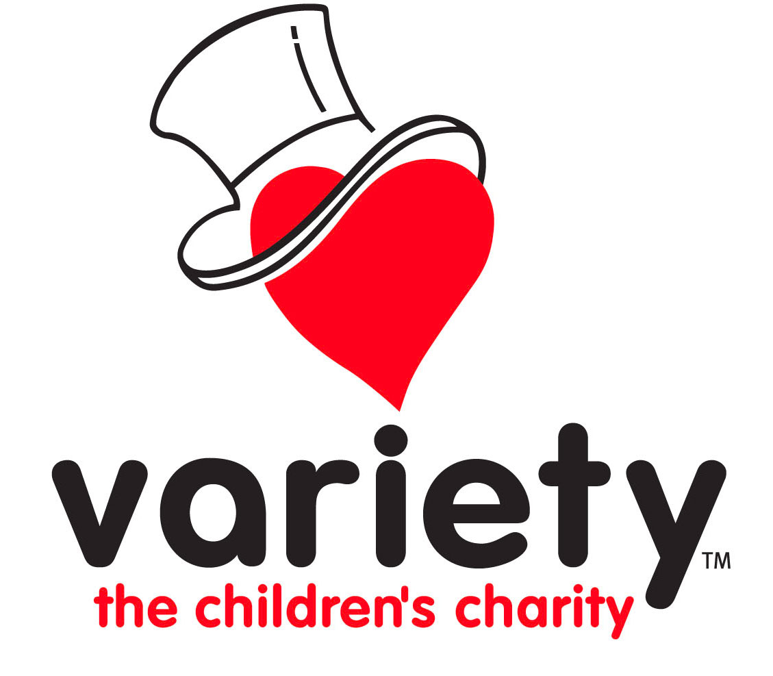 Variety the Children's Charity logo featuring a red heart with a white top hat above the word "variety" in black text, and "the children's charity" in red text below.